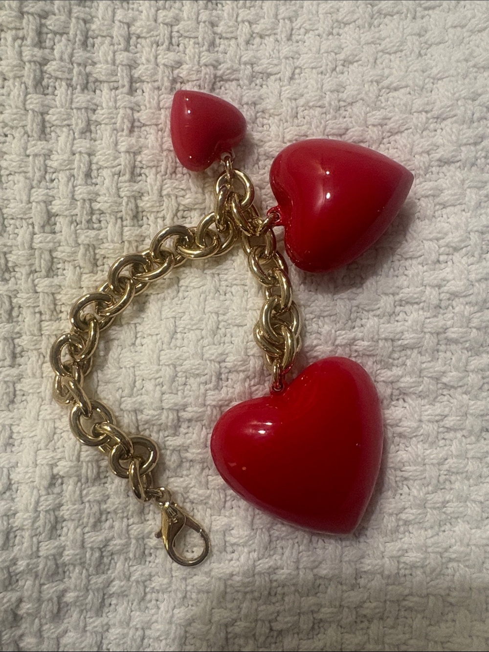 Roxanne Assoulin Gold Chain Bag charm with Red Heart Charms